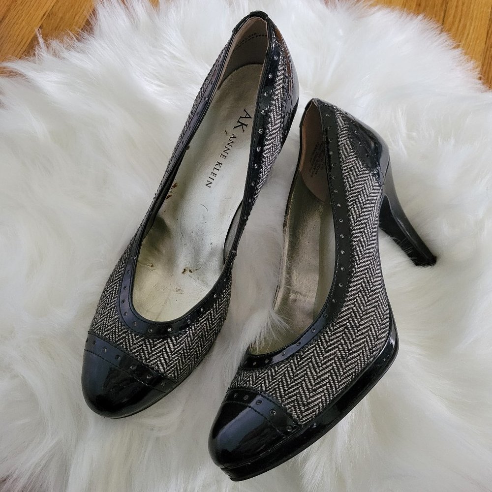 Anne Klein Tweed Patent Heels